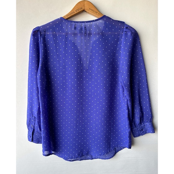 COPY - GAP | Periwinkle blue and white polka dot blouse - Picture 6 of 9